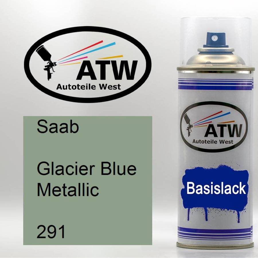 Saab, Glacier Blue Metallic, 291: 400ml Sprühdose, von ATW Autoteile West.